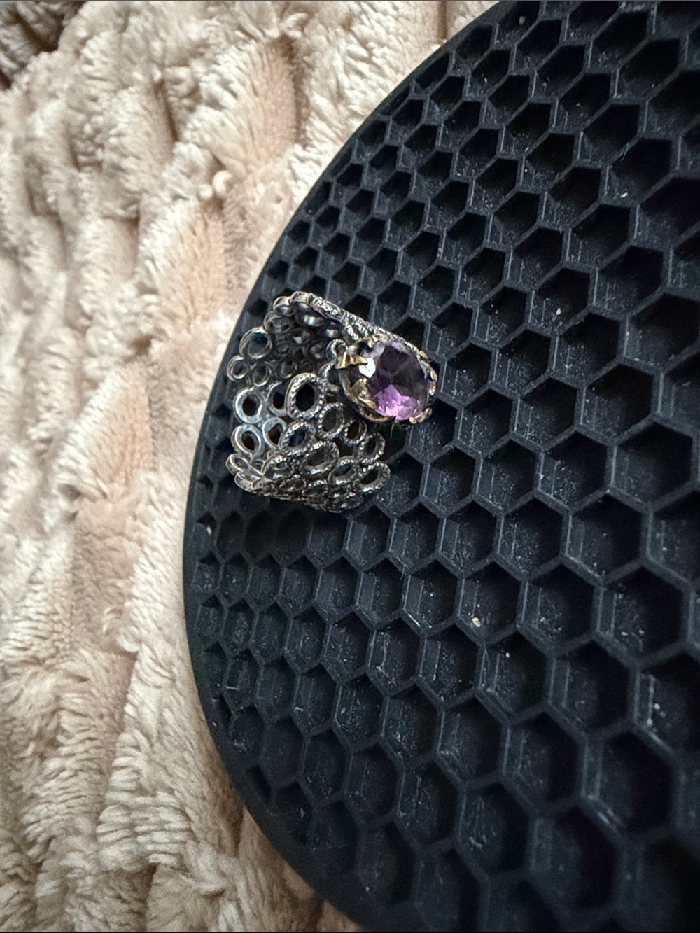 Amethyst Sterling Silver Filigree Ring by Bora Handcrafted Jewelry
